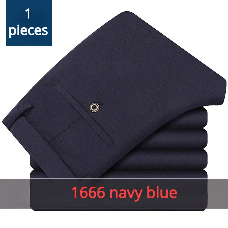 Stylish Black Dress Pants for Men Comfortable Casual Trousers Four-Season Korean Business Suit Pants Male Stretch Slim-Fit Pants