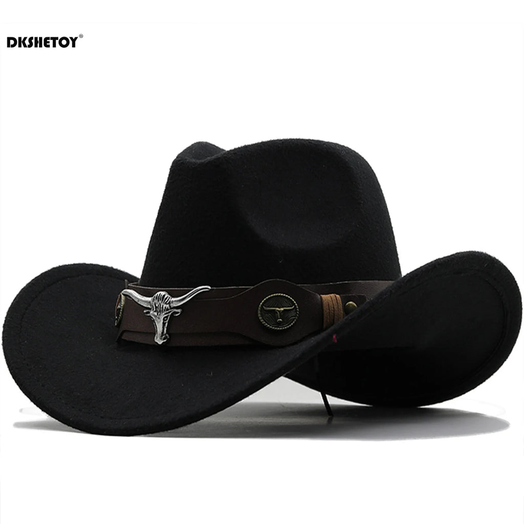 Fashion Cowboy Hats Wide Brim Cowboy Cowgirl Panama Hat with Retro Belt for Dress-Up Parties Costume