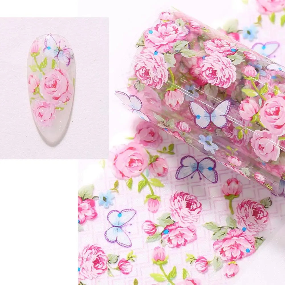 Nail Art Accessories Full Wraps Sliders Holographic Nails Decals Flower Nail Foils Floral Nails Stickers Transfer Paper Decals