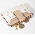 Slim PU Leather Short Wallet INS Multi-Cards Zipper Coin Purse Hasp Small Flowers Card Bag Wallet Zipper Hasp For Women Girl