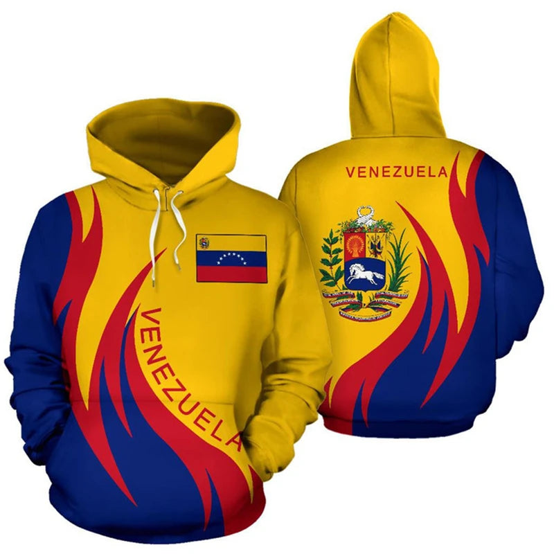 Venezuela Flag National Emblem Graphic Sweatshirt 3d Print Venezuela Hoodie Men Clothes Tracksuit Long Sleeve Hoody Unisex Tops