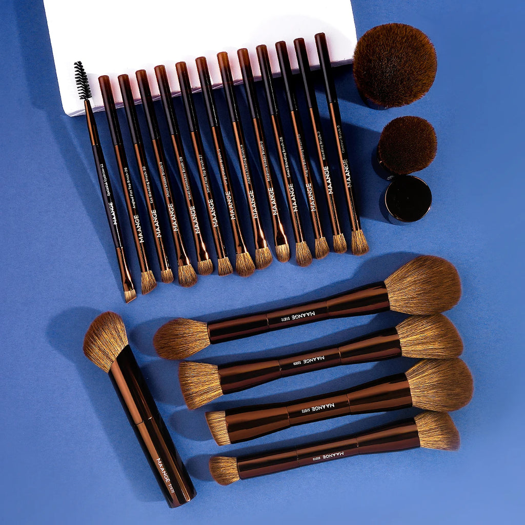MAANGE 20pcs/set Pro Makeup Brushes Double Ended Foundation Concealers Blush Eye Shadows Brush for Liquid Cream Powder Blending