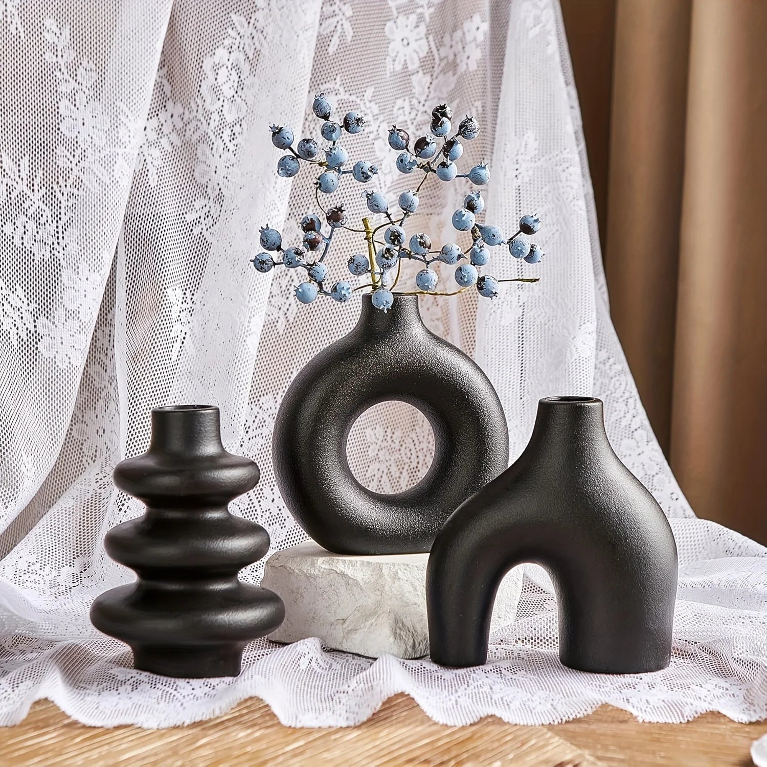 Bohemian ceramic vase set, decorative vase ornaments