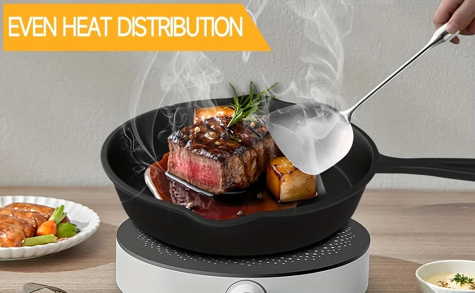 3-Piece Cast Iron Skillet Set (6/8/10 Inch) - Pre-Seasoned, Non-Stick, Heavy-Duty Pans for Oven, Grill & Campfire Cooking