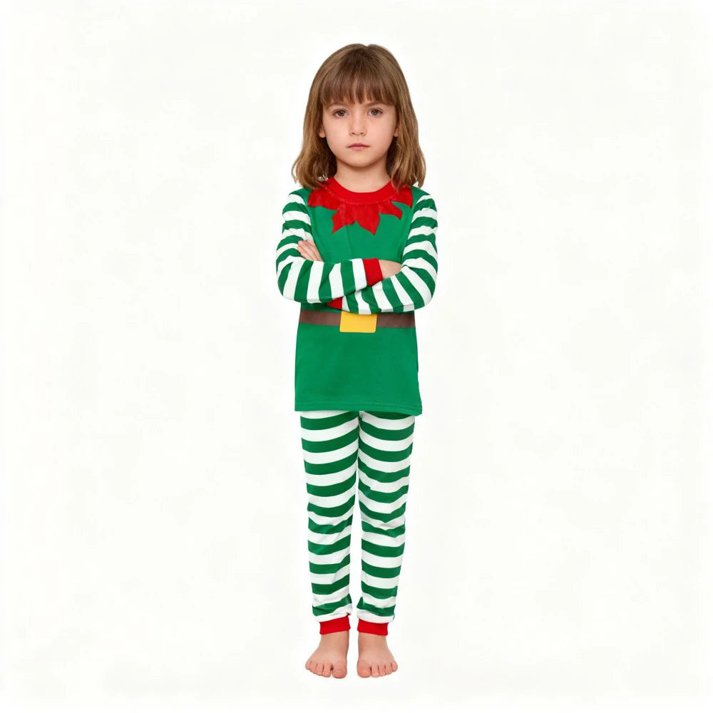 Children's Christmas Long Sleeve Pajama Sets Kids Elf and Santa Claus Sleepwear Boys Pijamas Baby Girls Pjs for Festive Xmas