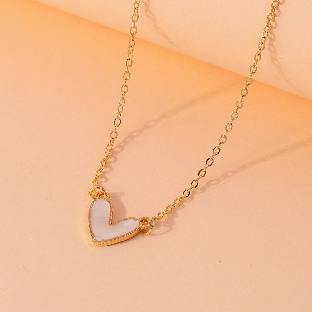 Aihua 2 colors New Korean White Red Love Heart Necklaces for Women Girls Clavicle Chain Valentine's Day Jewelry Gifts