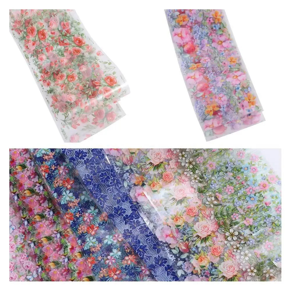 Nail Art Accessories Full Wraps Sliders Holographic Nails Decals Flower Nail Foils Floral Nails Stickers Transfer Paper Decals