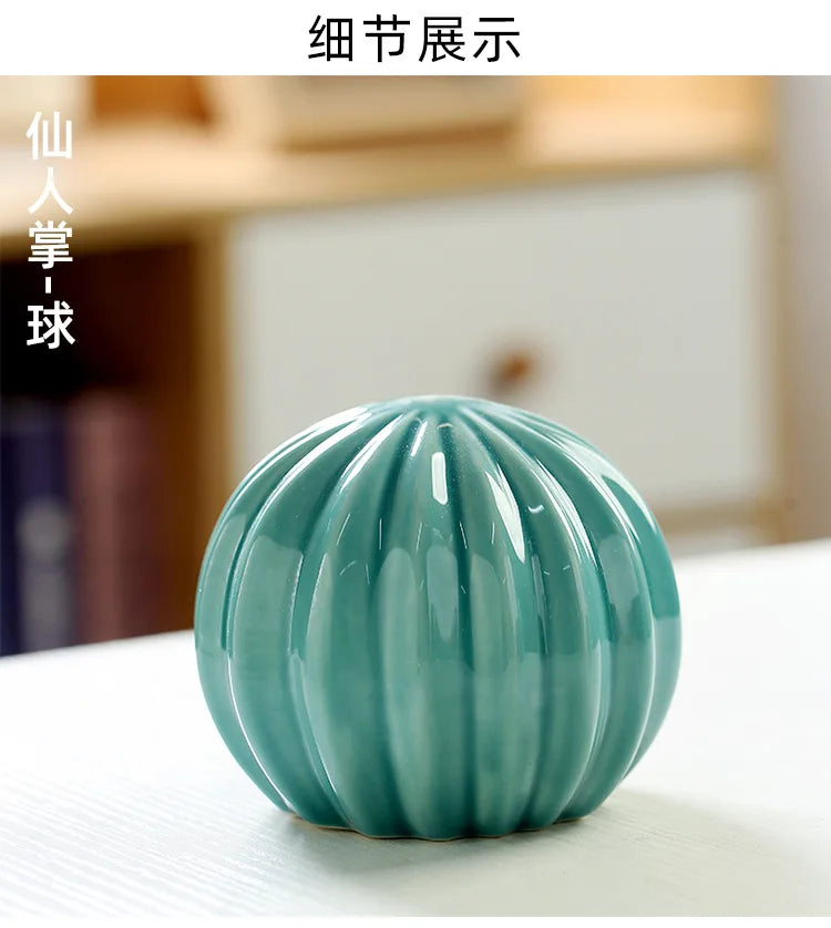Minimalist Ceramic Cactus Ornament Creative Home Craft Decor for Living Room Entrance Desktop Business Gift