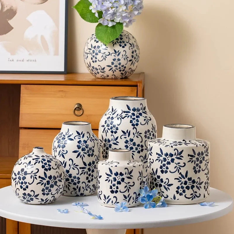 Blue and White Porcelain Vase Flower Arrangement