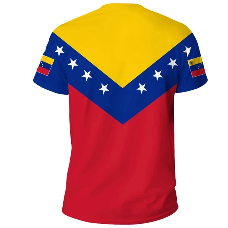 3d Print Venezuela Flag T-Shirt For Men Summer Round Neck Short Sleeve Tees Gym Sports Oversized T Shirts Tops Male Clothes