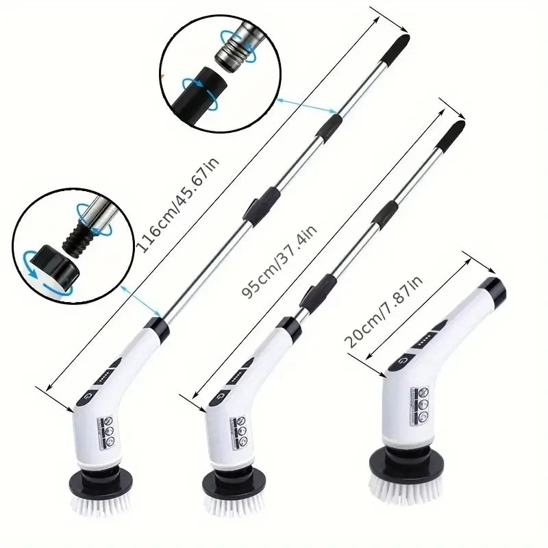 1 Set, Electric Cleaning Brush, Wireless Electric Rotating Scrubber, 7 Brush Heads and Adjustable Extension Handle, Bathroom Cleaning Brush, Household Cleaning Tools