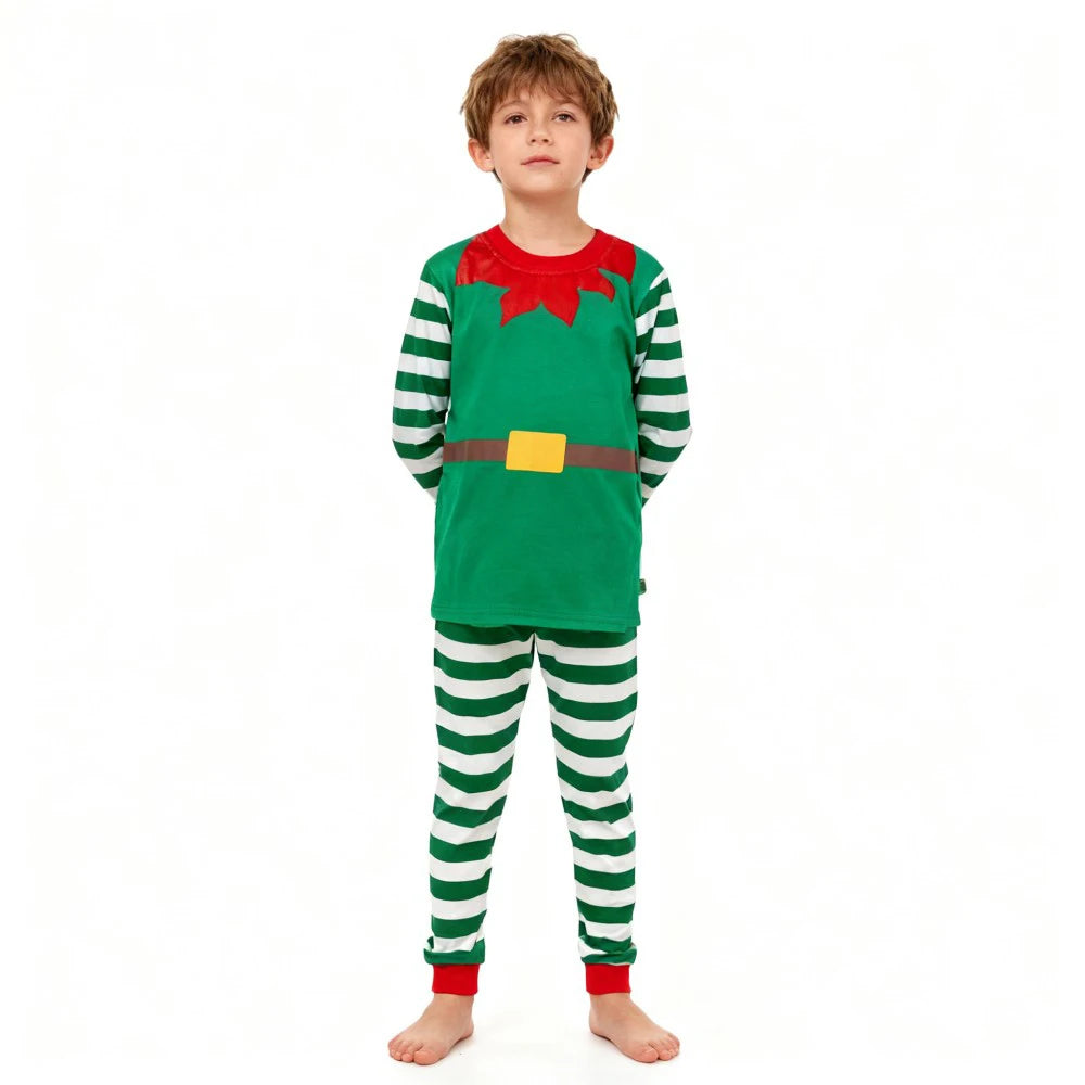 Children's Christmas Long Sleeve Pajama Sets Kids Elf and Santa Claus Sleepwear Boys Pijamas Baby Girls Pjs for Festive Xmas