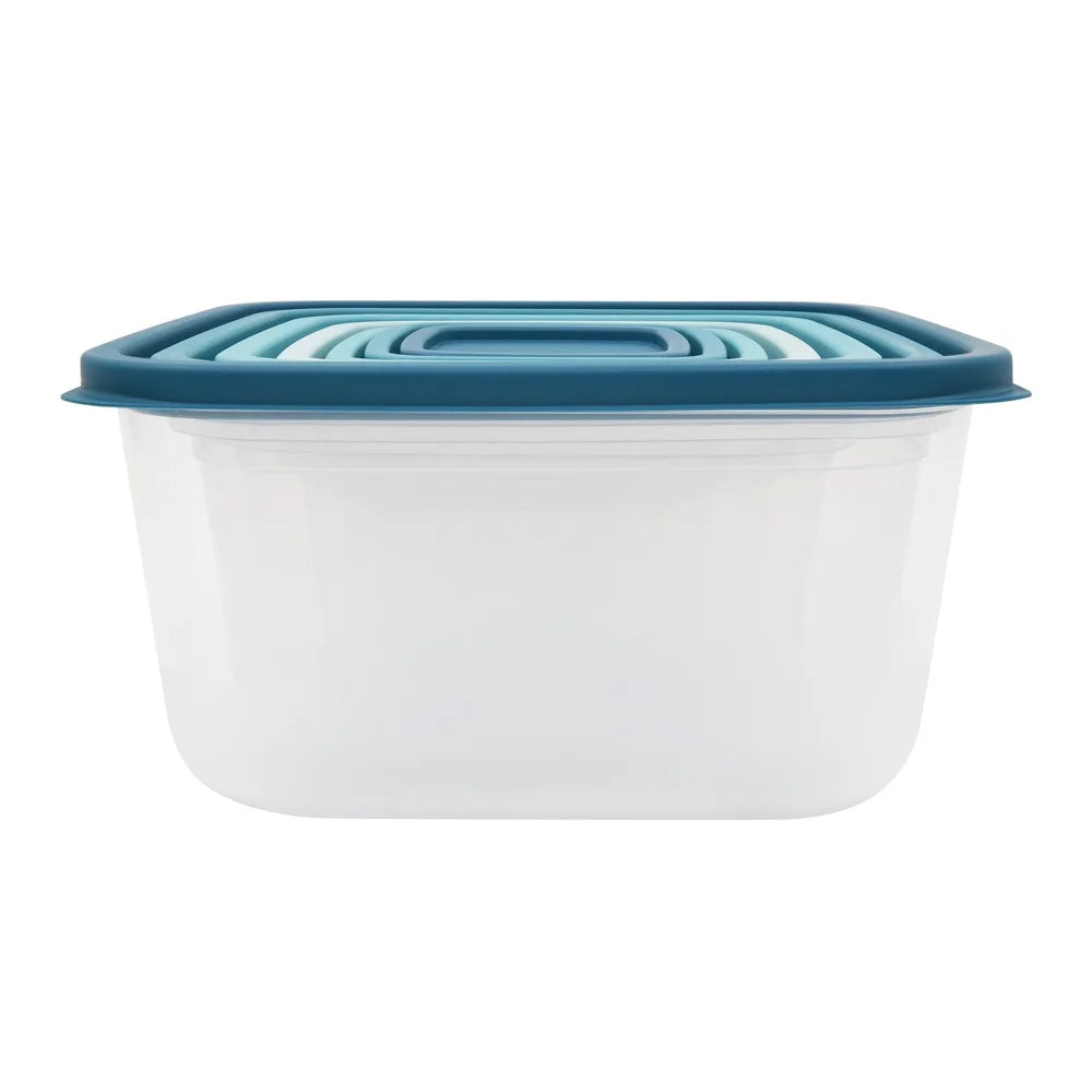 14 Piece Nestable Food Storage Containers Dishwasher Safe Clear Plastic Kitchen Organizer Ideal Home and Outdoor Use