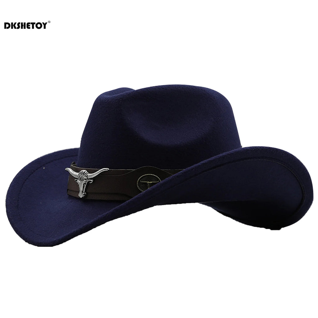 Fashion Cowboy Hats Wide Brim Cowboy Cowgirl Panama Hat with Retro Belt for Dress-Up Parties Costume