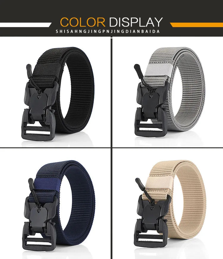 Man Belt Nylon Webbing  Working belt Casual belt men Magnetic Canvas Buckle Fabric Waist Belt Men's trousers Waistband HB050 ﻿
