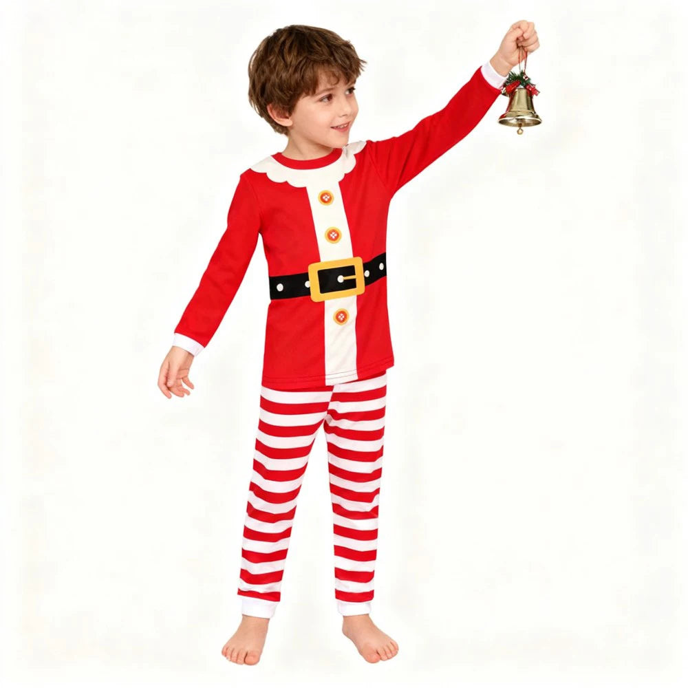 Children's Christmas Long Sleeve Pajama Sets Kids Elf and Santa Claus Sleepwear Boys Pijamas Baby Girls Pjs for Festive Xmas