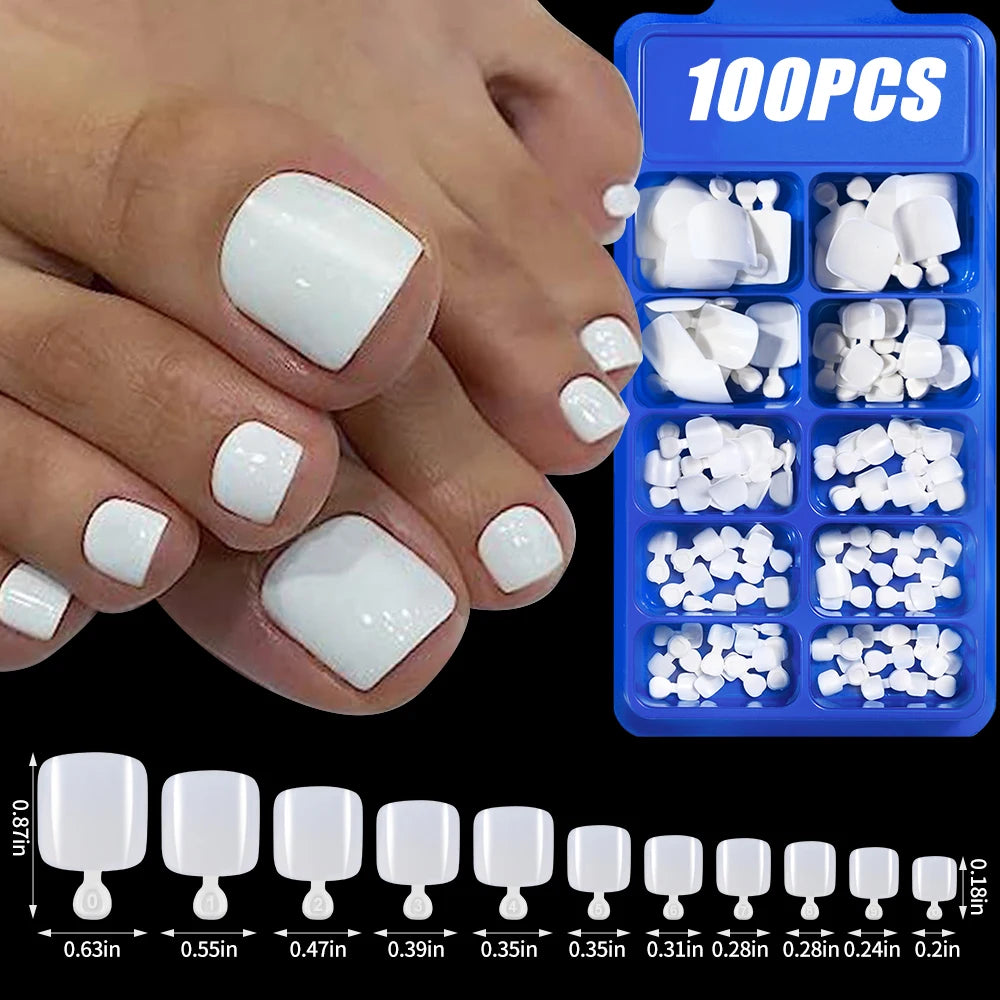 100pcs Light Pink Press-On Nails | Short & Medium Square | 10 Sizes Full Cover Nail Tips