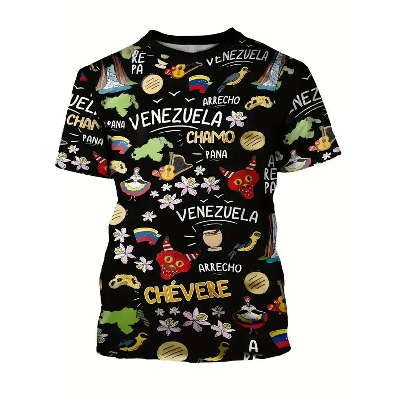 New In Venezuela Flag T Shirt Men Fashion 3d Printed T-shirt Street Oversized Casual Sports Tops Crew Neck Short Sleeve Tees
