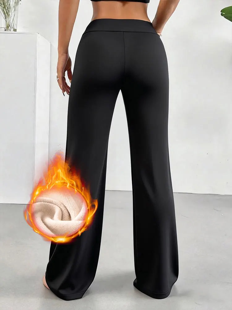 Warm Fleece Lined Wide Leg Pants