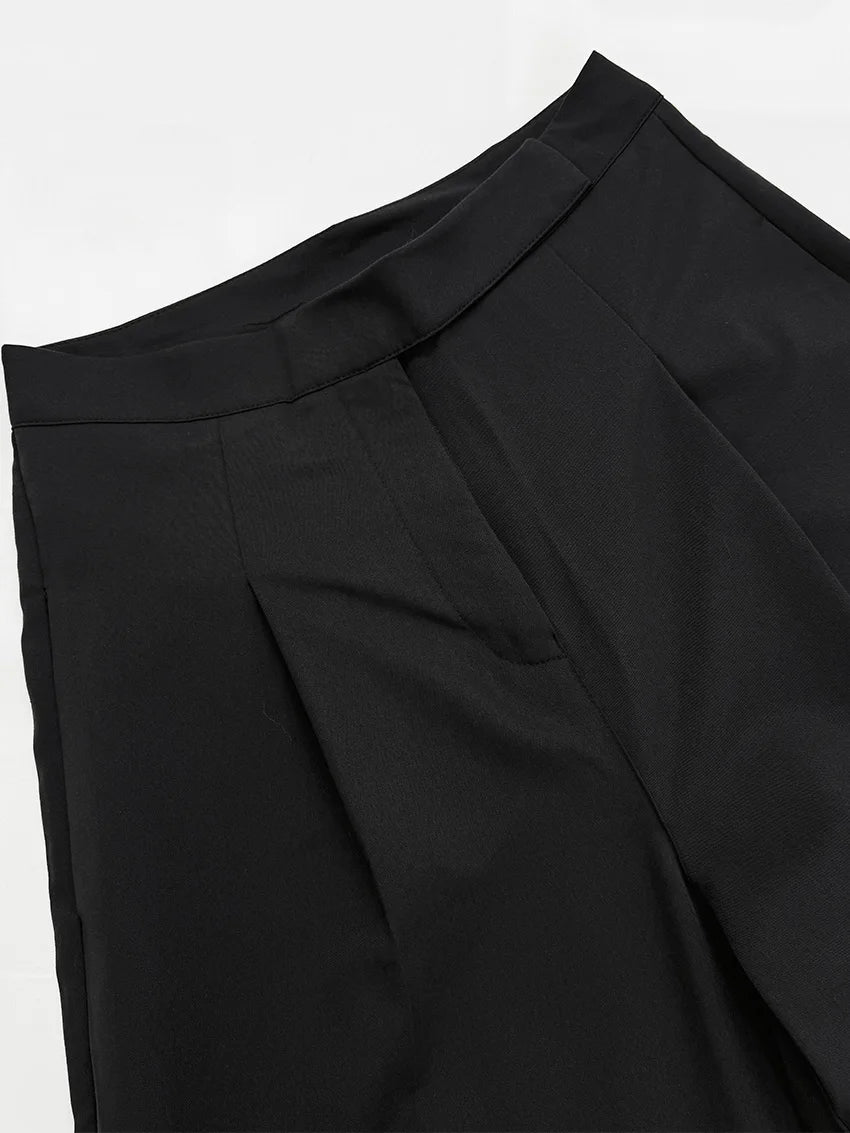 Parc Fee Fashion Loose Black Office Women's Pants Casual High Waist Wide Trousers Elegant Classic Full Length Pants Female