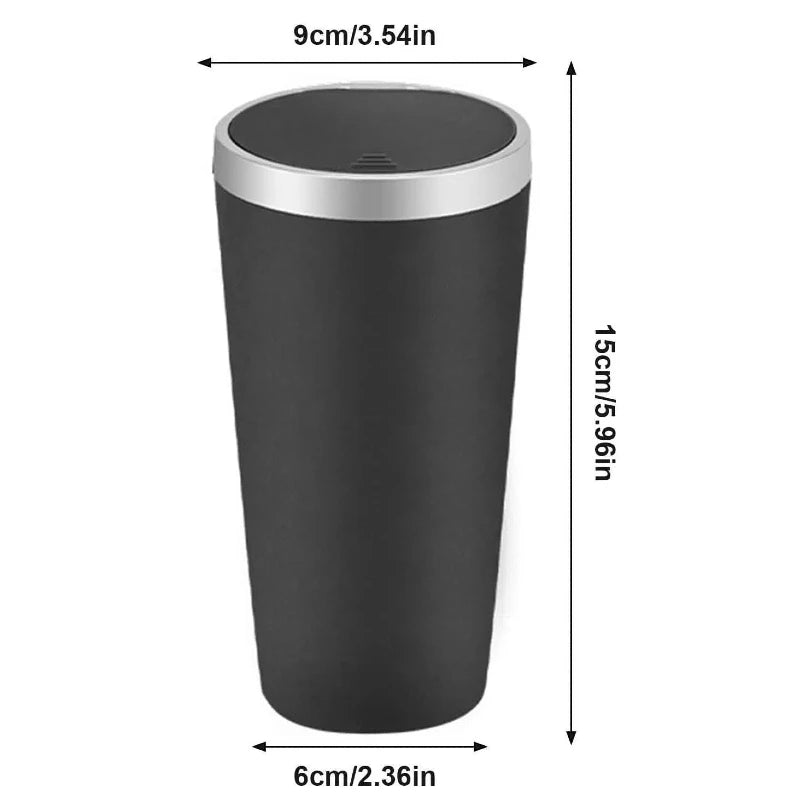 Compact Leakproof Mini Car Trash Can with Easy-Press Pop-Up Lid Durable Odor-Blocking Waterproof ABS Bin for Cup Holders Storage
