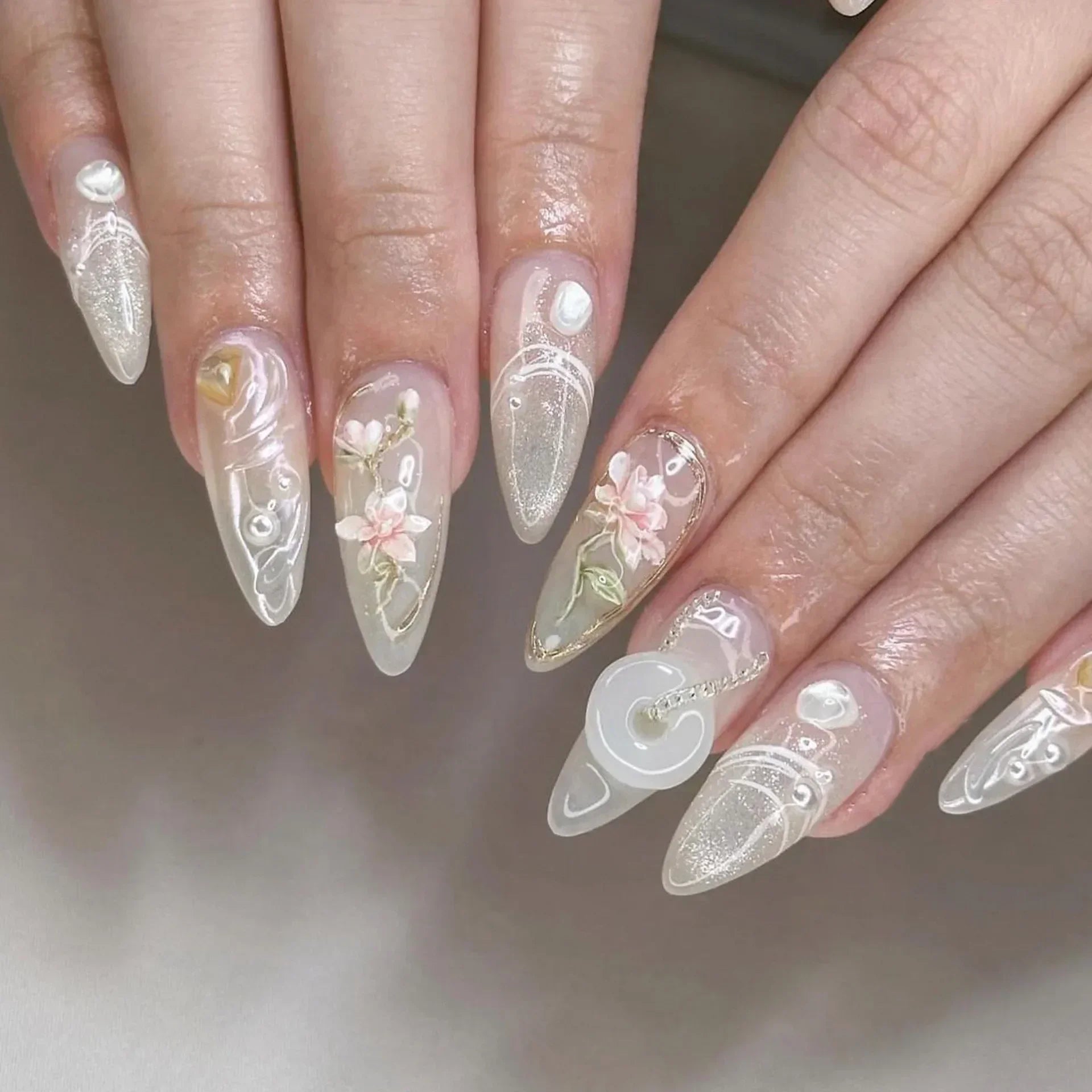 Autumn Matte Press-On Nails | 24pcs Rose Leaf Almond | Full Cover Acrylic Nail Tips with Glue