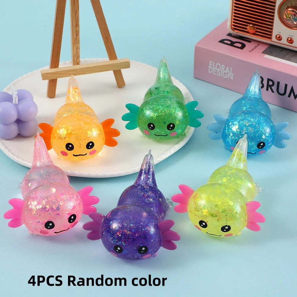 Axolotl Squishy Toy Cute Slow Rising Fidget Toy Soft Squeeze Sensory Toy for Kids and Adults Stress Ball for Anxiety and Focus