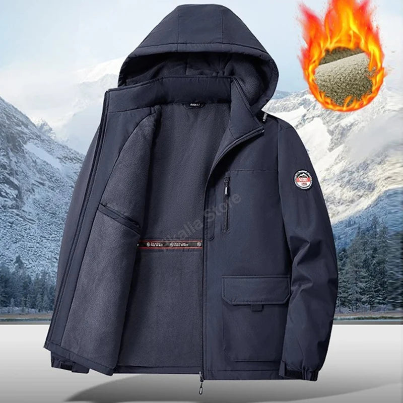 Men's Winter Parka Jacket with Faux Fur Lined Thicken Keep Warm Waterproof Outerwear Multi-pockets Coats Plus Size M-8XL Jacket