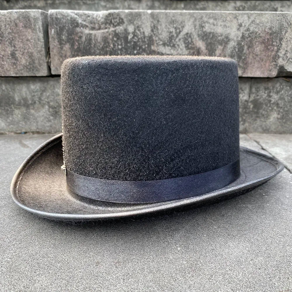 Handmade Steampunk Hat 58cm Women Men Top Hats With Gear