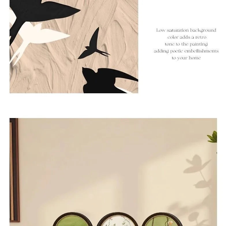 Chinese Style Small Screen Desktop Decoration Cabinet Bucket Decoration Foldable Retro Painting Desktop Decorative Ornamet