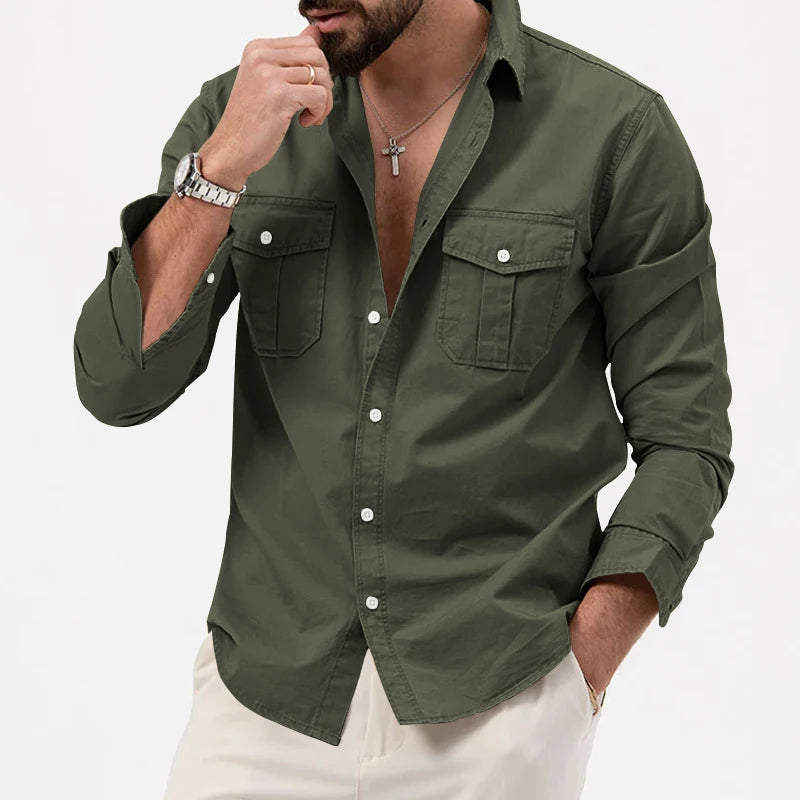 Men's Long Sleeve Shirt, Tiki Retro Solid Color Fitness Wear, Harajuku Street High Quality Fashion Jogging Fitness Autumn Shirt