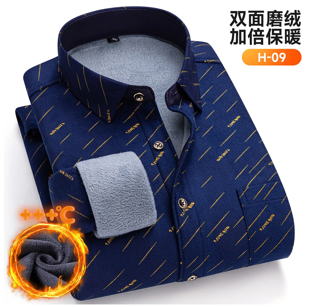 Winter Warm Men's Plaid Shirts Thickened Flannel Casual Menswear Long Sleeve Plus Size Office Workwear Casual Male Check Shirts