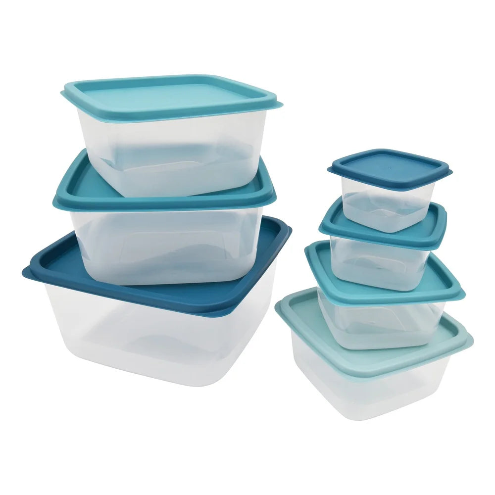 14 Piece Nestable Food Storage Containers Dishwasher Safe Clear Plastic Kitchen Organizer Ideal Home and Outdoor Use