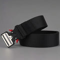 Men's sports belt, made of dark nylon material, with quick release metal buckle, ideal for outdoor and daily use