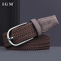 Belt for Men Golf Belt Summer Woven Leather Casual Sports Elastic Adjustable Waistband