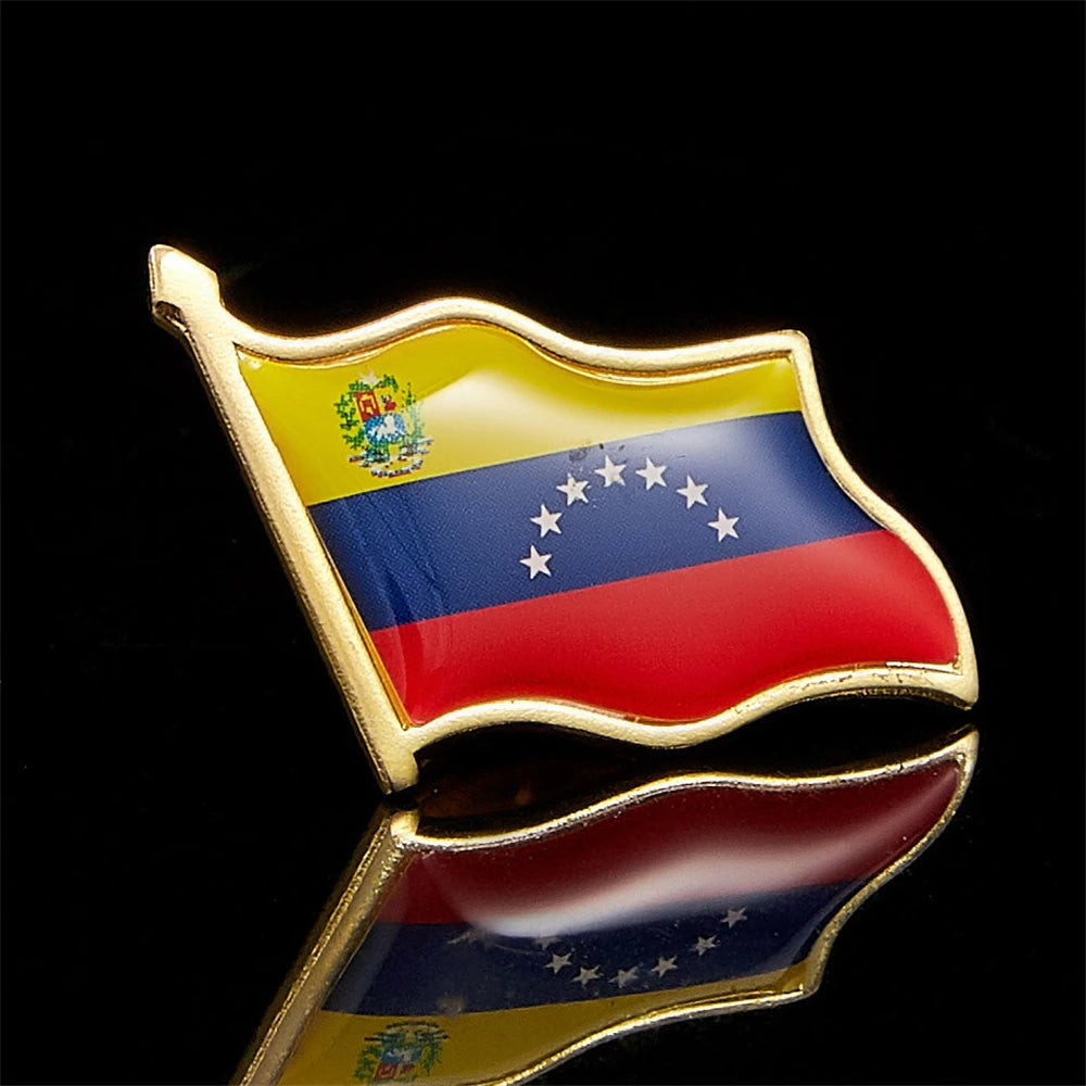 Venezuela Fashion Flag Pin Brooch Waving National Flag Style Flag Badge Brooch W/ Butterfly Clip Safety Pins