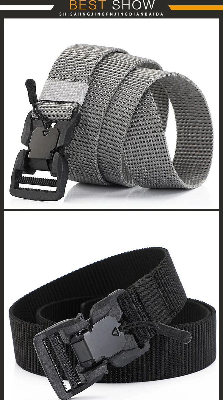 Man Belt Nylon Webbing  Working belt Casual belt men Magnetic Canvas Buckle Fabric Waist Belt Men's trousers Waistband HB050 ﻿