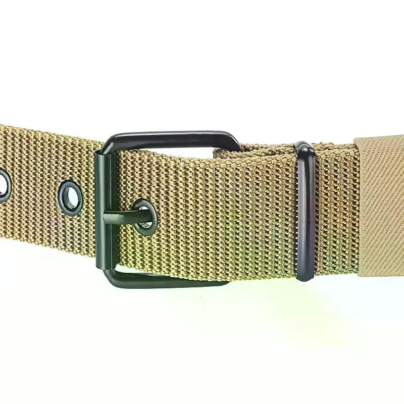 Men's Belt Porous Canvas Pin Buckle Leather Belt Outdoor Sports Belt Women's Trendy Eyelet Belt With Jeans Belt For Men Women