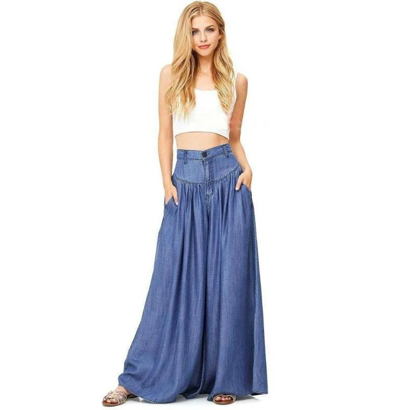 Wide-leg Pants Ladies Loose Plus Size High Waist Long Trousers