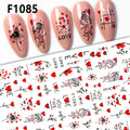 1PCS Valentine's Day Nail Stickers Cartoon Love Nail Supplies Nail Decals for Ladies Nail Art Decoration