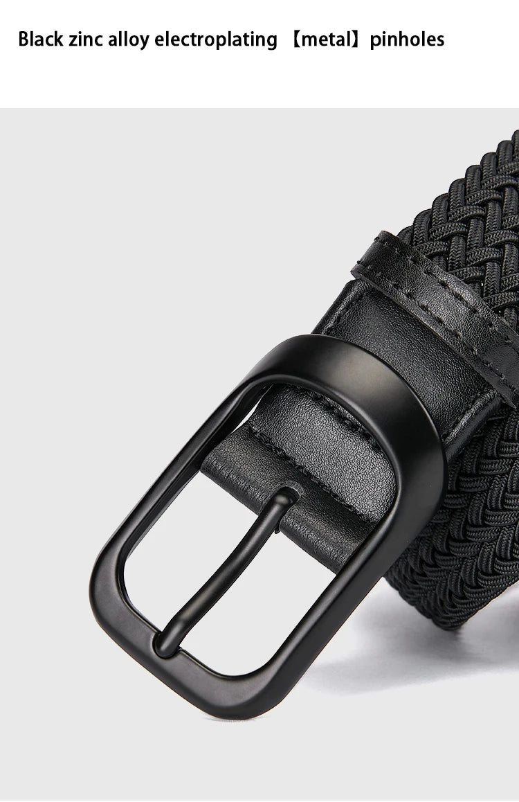 Weaving Belt Men's Fashionable Belt for Young Adults Casual Multifunctional Canvas Pants Belt with Elastic Golf Studs Fabric Lea