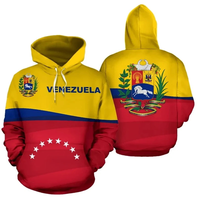 Venezuela Flag National Emblem Graphic Sweatshirt 3d Print Venezuela Hoodie Men Clothes Tracksuit Long Sleeve Hoody Unisex Tops