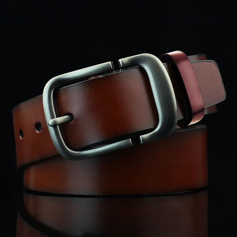 New Men's Formal Belt Solid Color Needle Buckle Belt Jeans Stylish Belt, Soft Leather Designer Handmade Daily and Business Wear