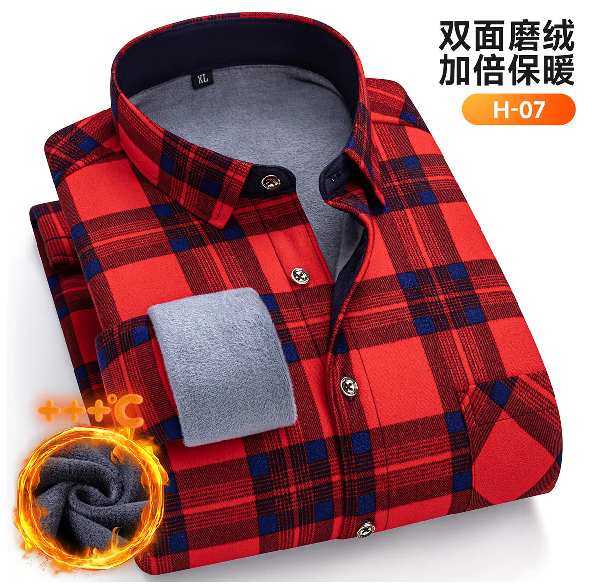 Winter Warm Men's Plaid Shirts Thickened Flannel Casual Menswear Long Sleeve Plus Size Office Workwear Casual Male Check Shirts