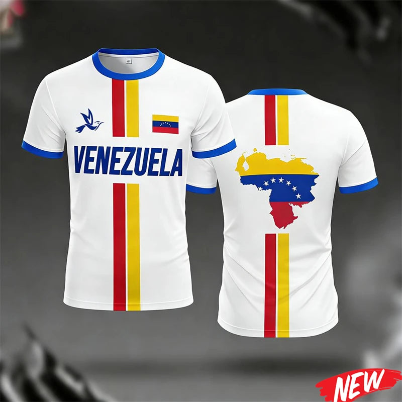 Venezuela Flag Print Jersey Summer Men's Football Training Apparel Youth Outdoor Sports Breathable Quick Drying Sports T-shirt