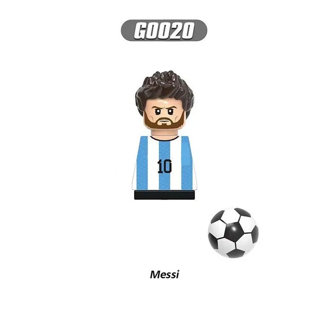 World Famous Football Players Figurine Messi Ronaldo Neymar Lewandowski Mini Action Building Block Model Toy Kids Gifts