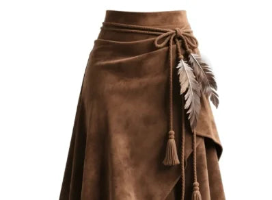 Woman Clothes Skirts For Women 2025 Maillard Coffee Suede Skirt Women's Irregular Lace Slimming A-Line Mid-Length Umbrella Skirt