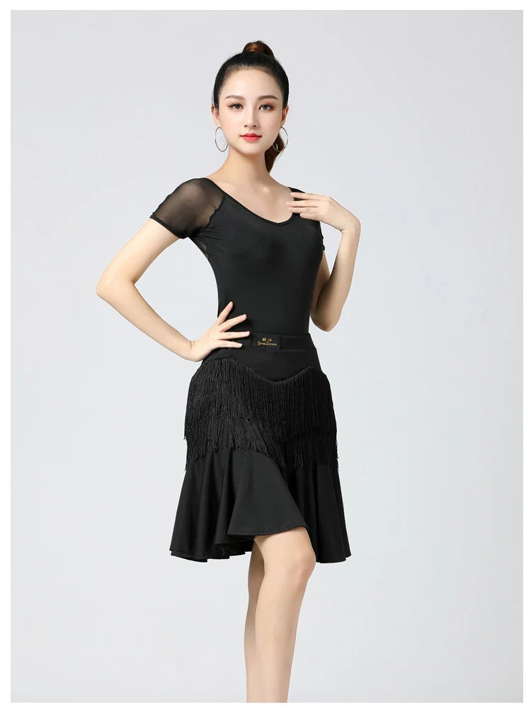 Adult Latin Dance Skirts Women's Practice Clothing Tassel Skirts Bot Wear Cetition Dance Performance Clothing