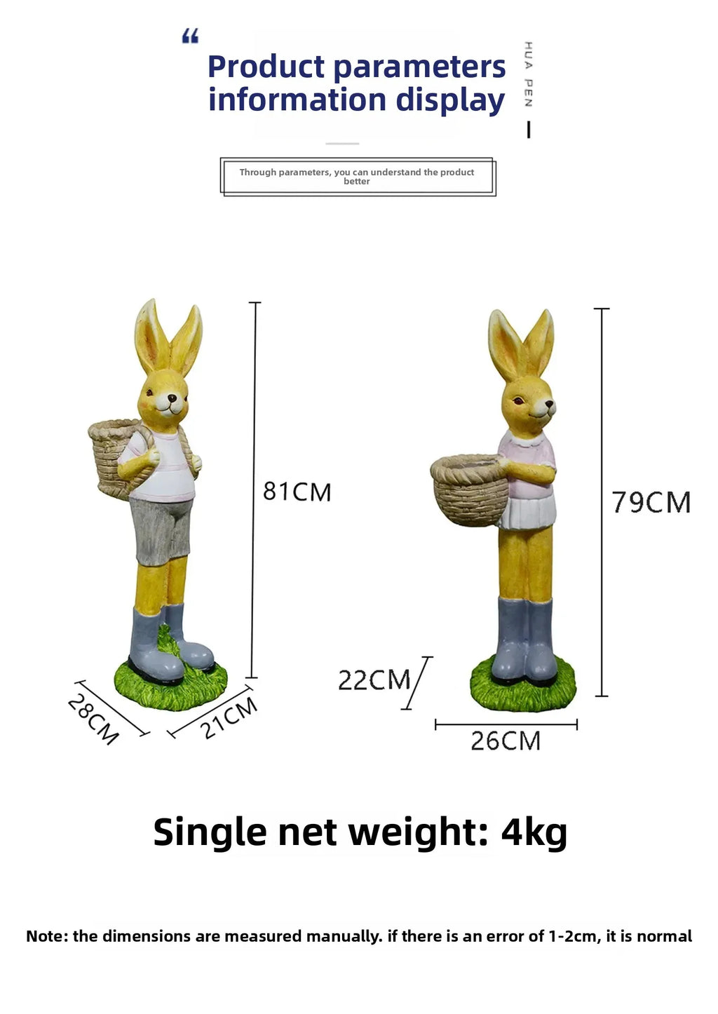 Cartoon Rabbit Flower Pot Creative Animal Sculpture Ornaments Garden Villa Landscape Bonsai Container Kindergarten Decorations