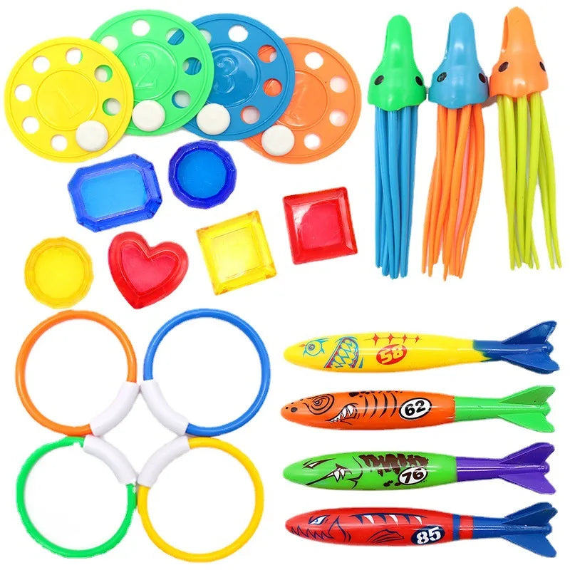 Swimming Diving Toys Children's Fish Dolphin Buoy Pool Treasure Hunt Diving Water Diamond Kids Water Game Toys Set Reusable Gift